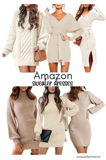 Amazon fashion finds! Love these adorable sweater dresses! Perfect for family photos and holiday parties! Click any of the products below to shop 🛍 Follow @casuallychristina for more new everyday styles and sales! So excited to shop together! 🤍 Christina 

#ltkfashion #casualstyle #everydaystyle #fashionfind #falltrends #fallstyle #styleguide #ltkfit #ltkbeauty #ltkstyletip #ltkcurves #ltkunder100 

Neutral dress, mini dress, midi dress, taupe dress, Thanksgiving day outfit, Christmas outfit, sweater dress, winter dress, work dress, New Year’s Eve dress, casual date night, affordable fashion, fashion find, Fall style, Fall outfit, Fall dress, Winter style, winter dress, winter outfit, winter dress, fall look, winter look, Casual work outfit, Everyday style, Everyday outfit, Casual outfit ideas, Casual outfit, Casual date night outfit, Vacation outfits, Winter break dress, winter trends, Spring trends, Fall fashion find, Winter looks, Winter outfit idea, Winter favorites, Winter accessories, Vacation looks, Winter sweater, Fall must haves, Fall boots, Winter shoes, gifts for her, budget friendly fashion, Airport outfit, Travel outfit, Airport travel looks dresses for special occasions like wedding guest dress, date night dress, baby shower dress, bridal shower dress, girls night out dress, celebration dress, Easter dress, Mother’s Day dress, gender reveal dress, vacation dress, cocktail party dress, special event dress, maid of honor dress, mother of the bride dress, engagement dinner dress, rehearsal dinner dress, anniversary dress, and engagement party dress! 

#LTKstyletip #LTKunder50 #LTKSeasonal