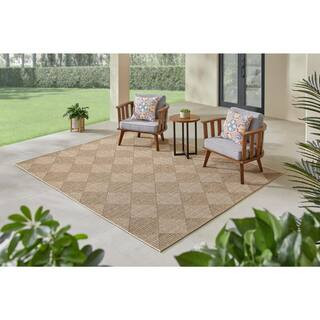 Hampton Bay Chasewood Beige 8 ft. x 10 ft. Geometric Indoor/Outdoor Area Rug 3124365 - The Home D... | The Home Depot