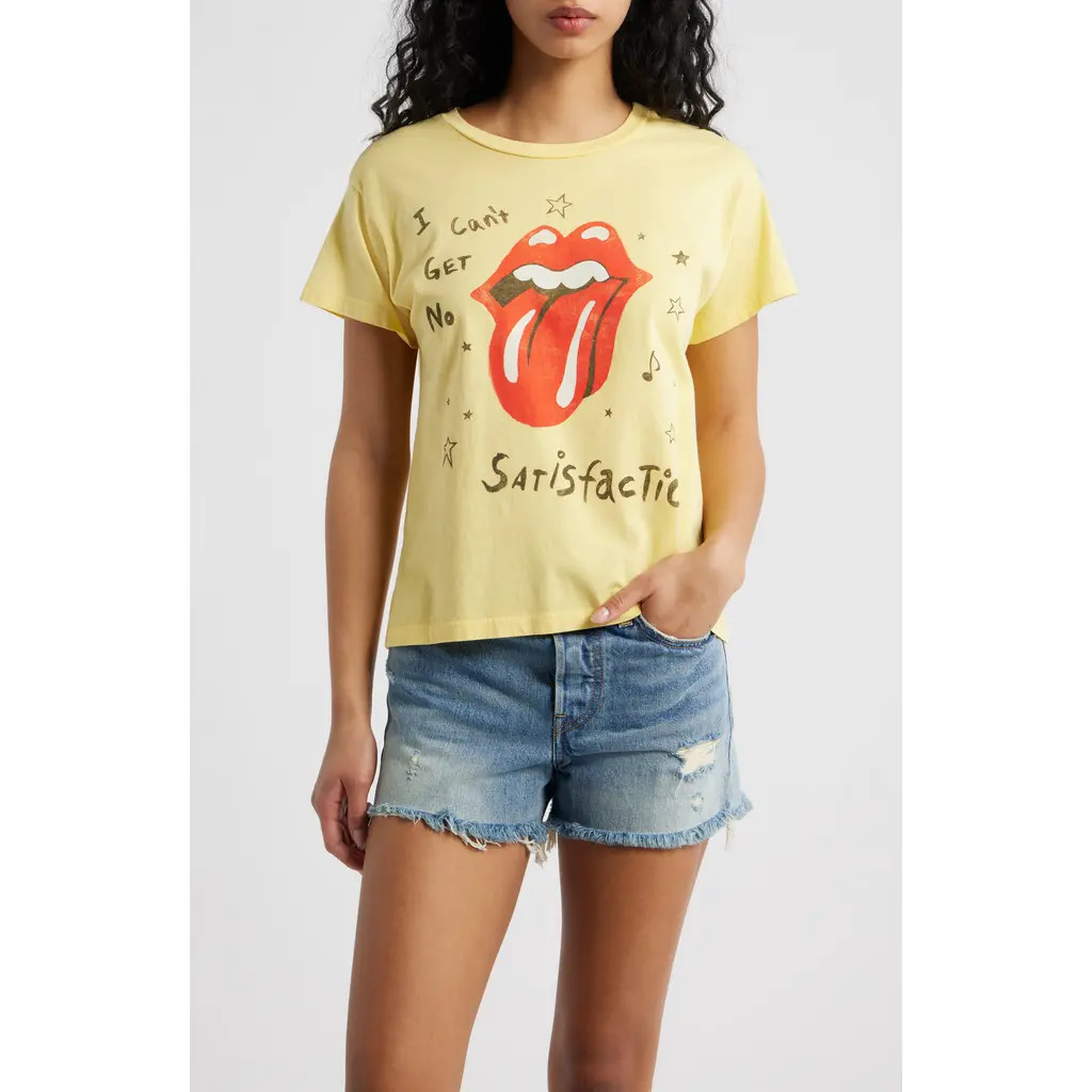 Daydreamer Rolling Stones Satisfaction Cotton Graphic T-Shirt in Poppy Yellow at Nordstrom Rack, Size X-Small | Nordstrom Rack