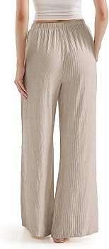SUUKSESS Women Wide Leg Linen Pants with Pocket High Waisted Lounge Palazzo Pant | Amazon (US)