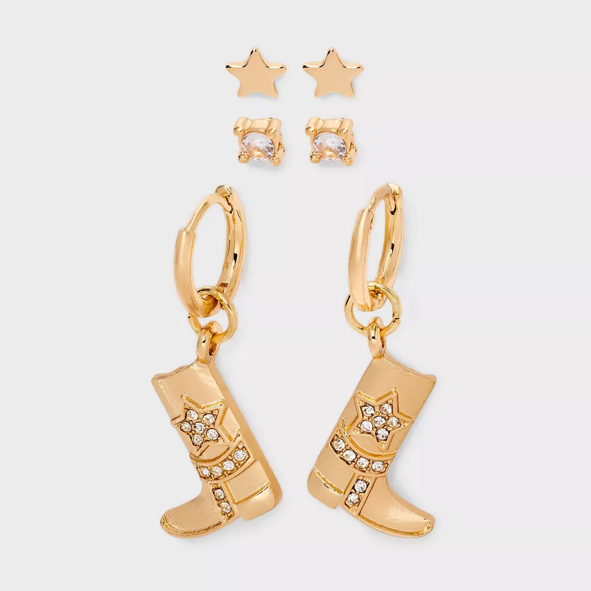Star and Cowgirl Boot Hoop Earring Set 3pc - Wild Fable™ Gold | Target