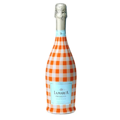 Orange & White Gingham Prosecco Bottle Wrap | Beau Bottles