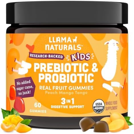 Llama Naturals Kids Probiotic with Prebiotic Fiber, Vegan, Organic Prebiotics and Probiotics Gumm... | Amazon (US)