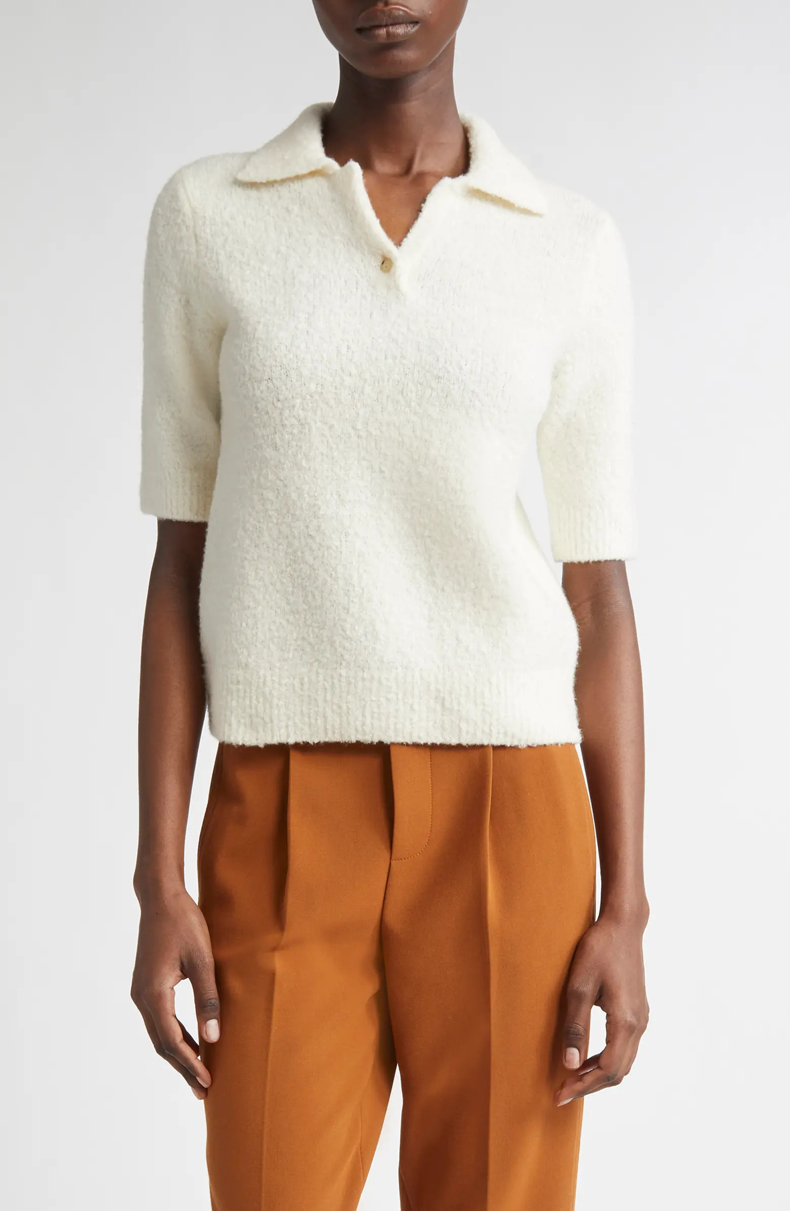 Vince Bouclé Short Sleeve Polo Sweater | Nordstromrack | Nordstrom Rack