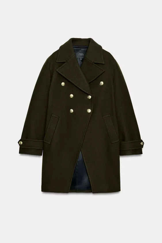 ASYMMETRIC WOOL BLEND BUTTON COAT ZW COLLECTION | Zara Canada