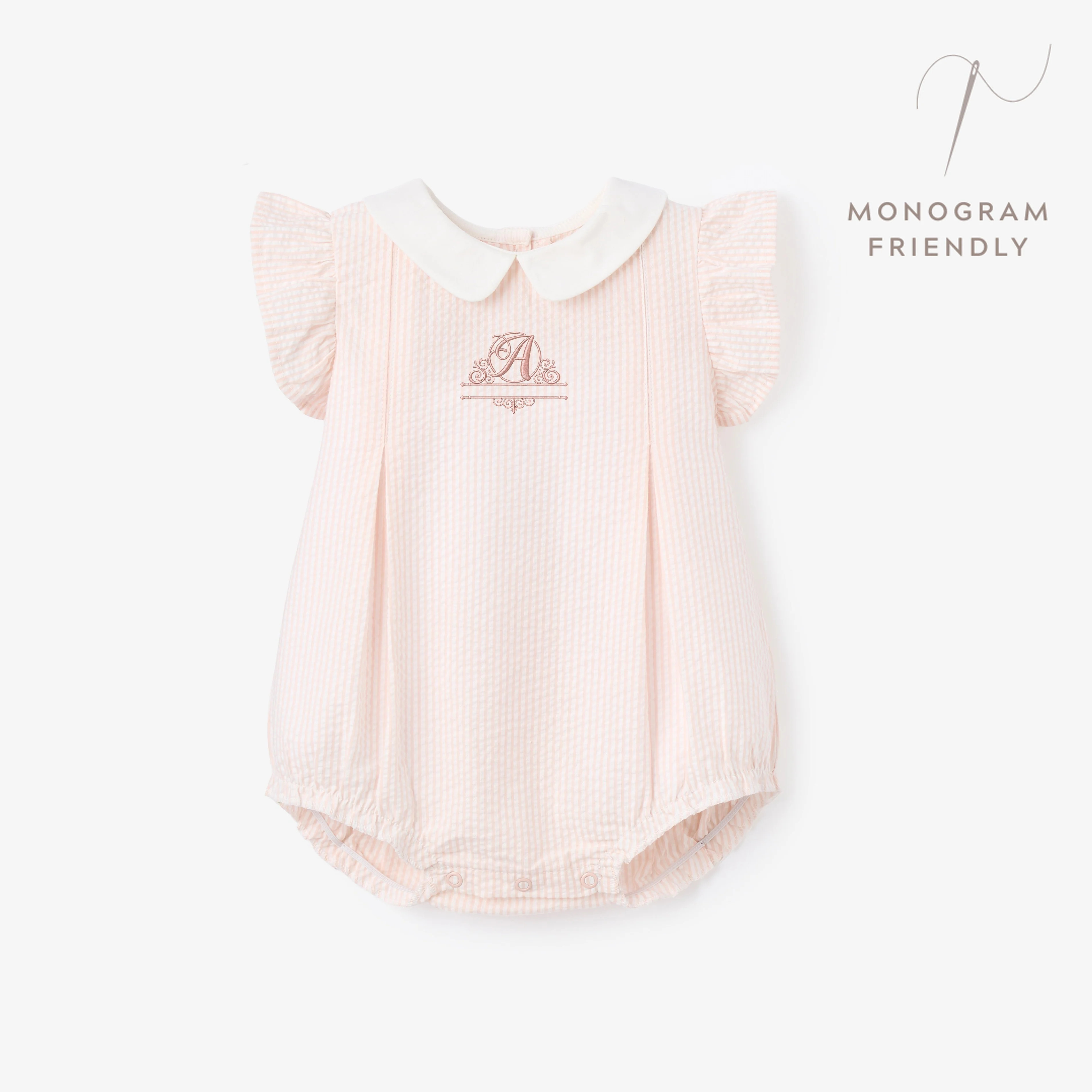 Pink Seersucker Collared Bubble | Elegant Baby