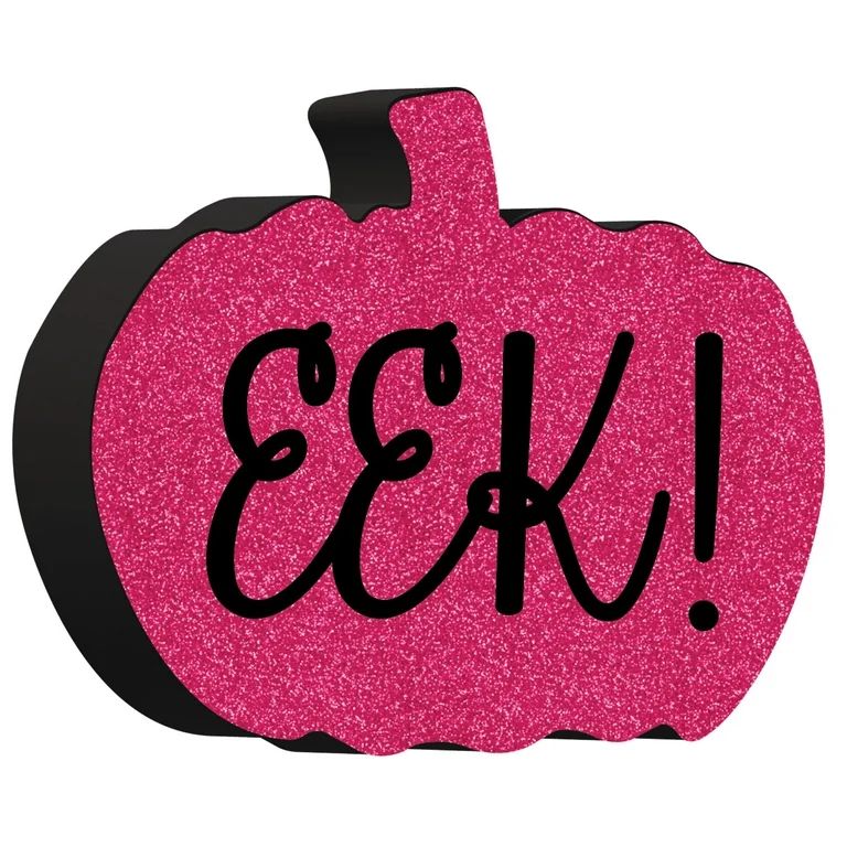 Halloween Pink Glitter Eek Pumpkin Tabletop Decoration, by Way To Celebrate - Walmart.com | Walmart (US)