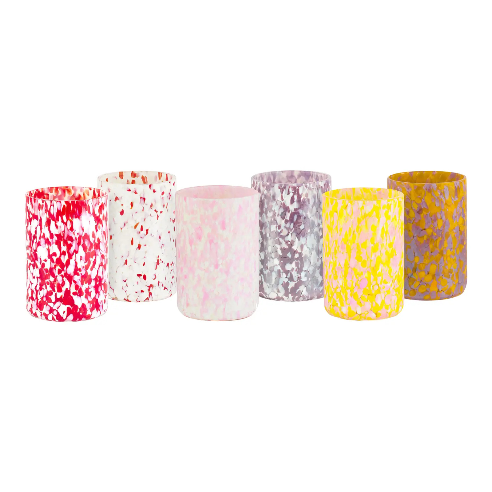 Stories of Italy Macchia su Macchia Tumblers - Flamingo Mix, Set of 6 | Chairish