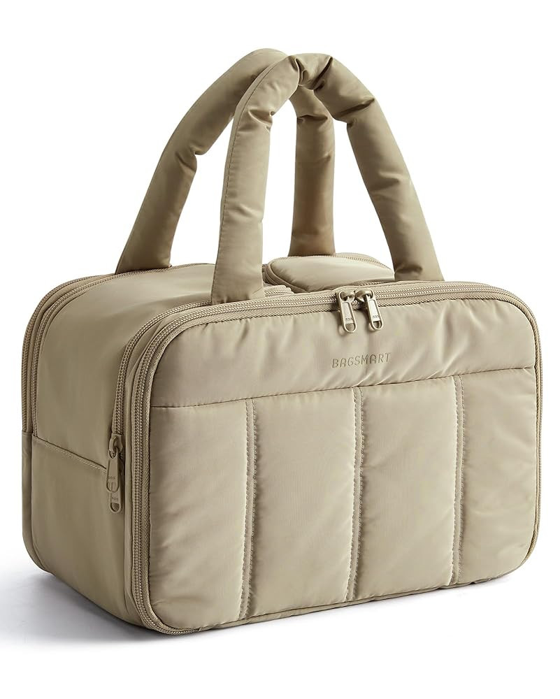 BAGSMART Travel Toiletry Bag, Puffy Large Toiletry Bag for Women, Lightweight Cosmetic Makeup Bag... | Amazon (US)