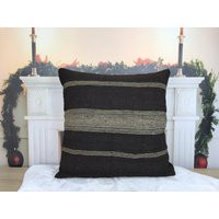 Turkish Cushion Cover, Kilim Pillow Black Throw Pillow, 24x24 Inch Antique Euro Sham Garden Decor 21 | Etsy (US)