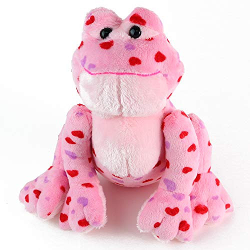 Big Mo's Toys Love Frog - Plush Valentine's Day Anniversary Pink and Red Heart Printed Small Soft Stuffed Frogs Animals for All Ages 8.5" | Amazon (US)