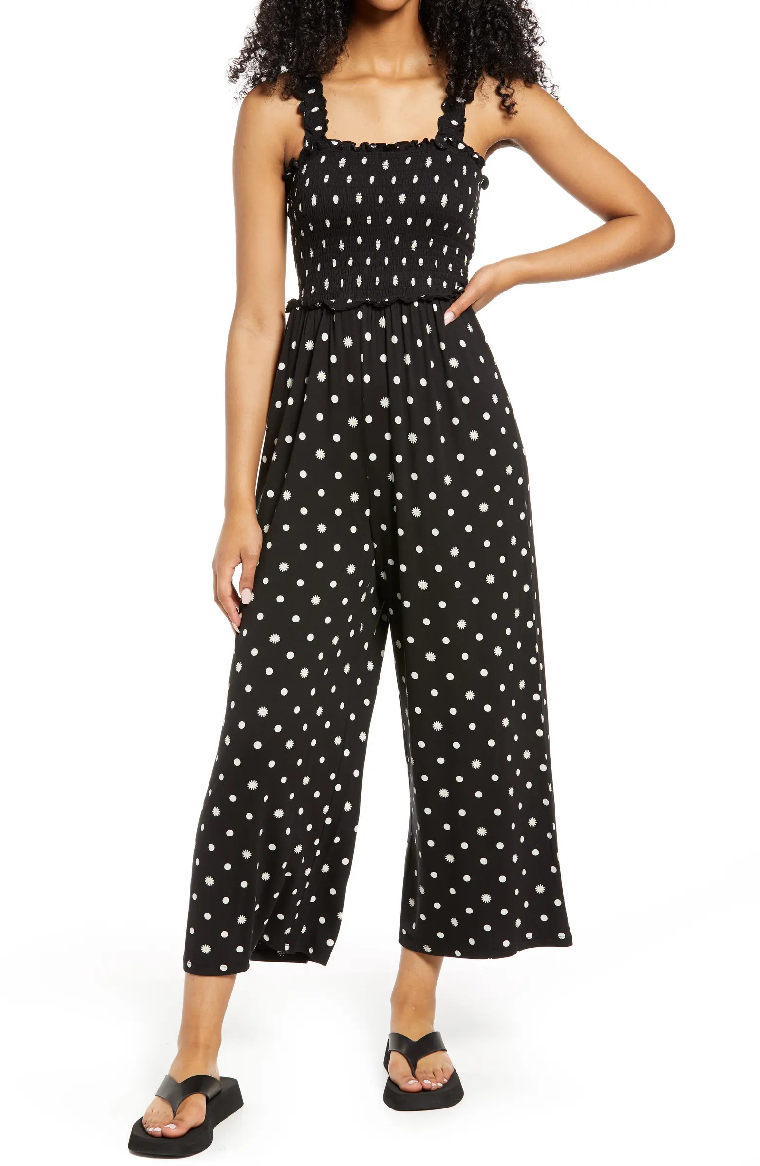 Smocked Crop Jumpsuit | Nordstrom