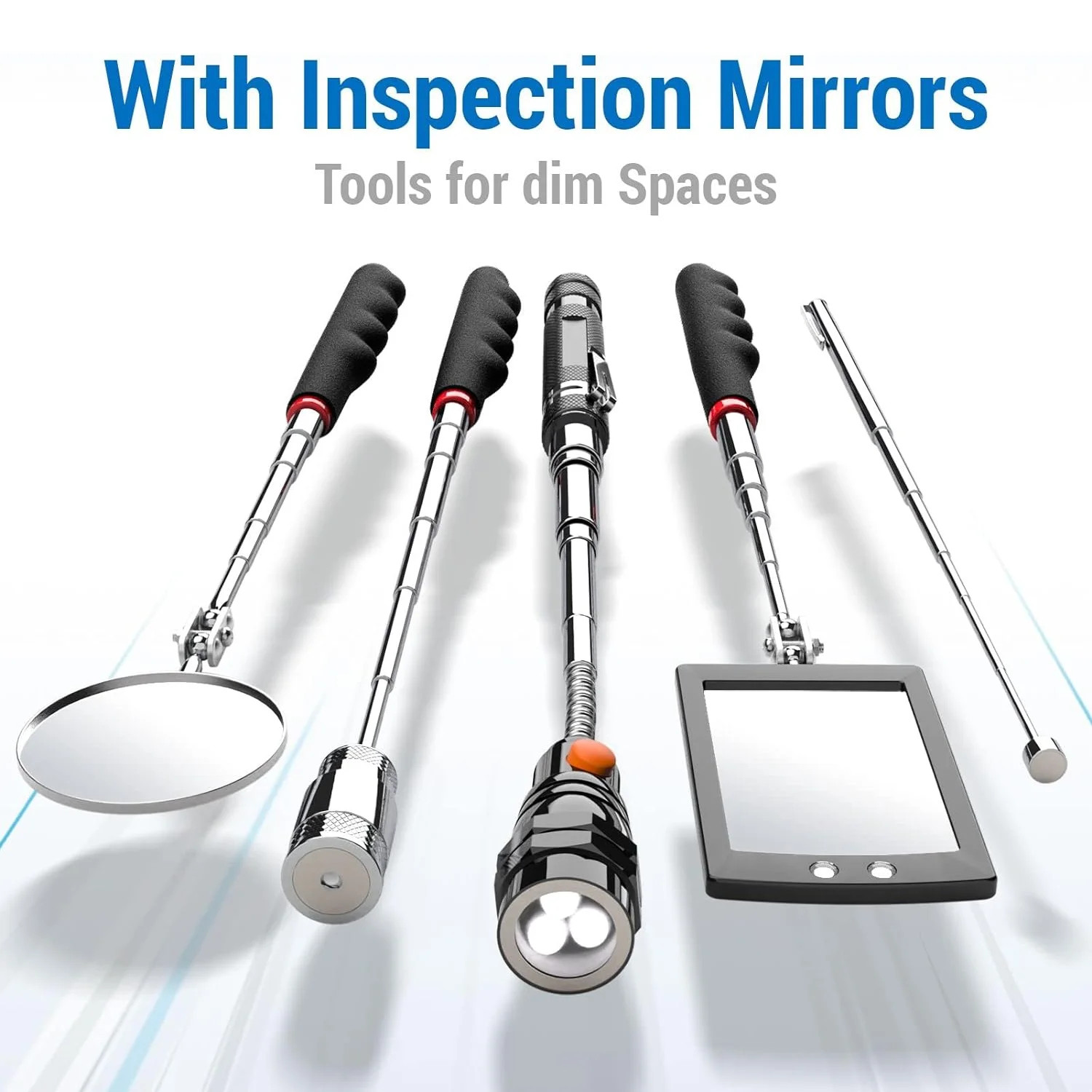 Telescoping Magnetic Pickup Tool Set- Extendable Magnet Flashlight with Inspection Mirror, Christ... | Walmart (US)