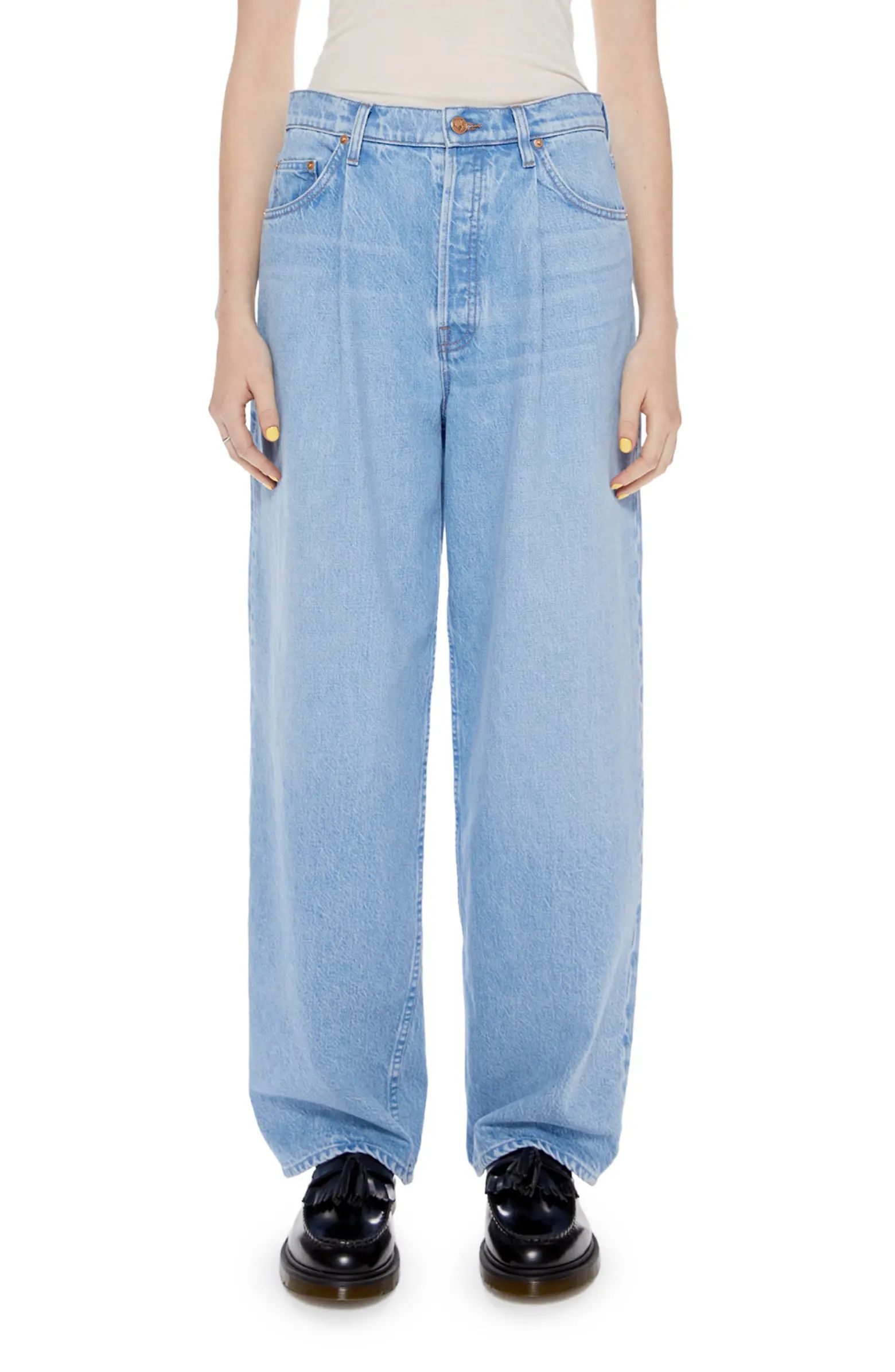 MOTHER SNACKS! The Pleated Fun Dip Puddle Straight Leg Jeans | Nordstrom | Nordstrom