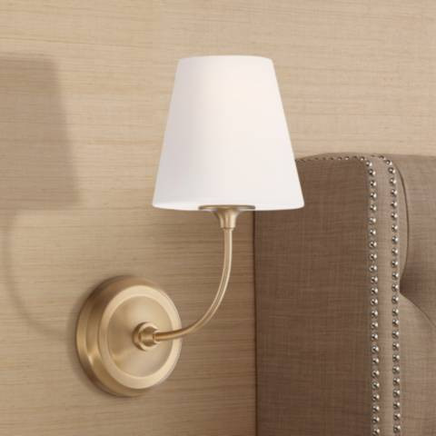 Crystorama Sylvan 13 3/4" Vibrant Gold White Glass Shade Wall Sconce | Lamps Plus