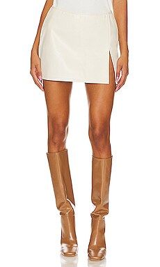 AFRM Olivia Faux Leather Mini Skirt in Ivory from Revolve.com | Revolve Clothing (Global)