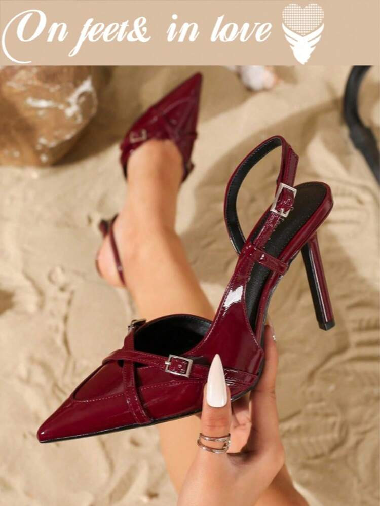 On feet& in love Fall/Winter 2025 Women's Fashionable And Elegant Criss-Cross Strap Pointed Toe V... | SHEIN