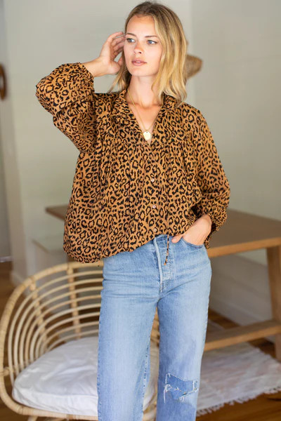 Emmaline Blouse - Leopard Print | Emerson Fry
