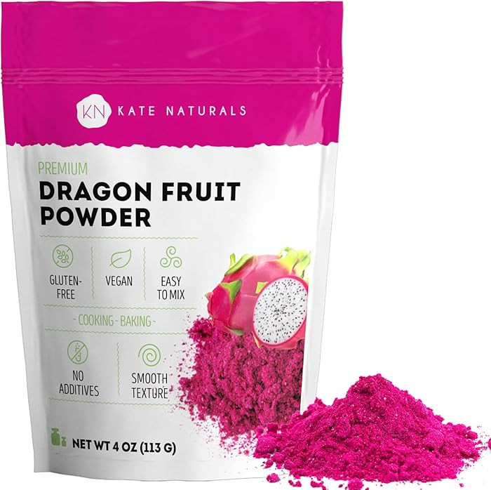 Kate Naturals Dragon Fruit Powder for Baking & Drinks (4oz). Vegan, Gluten Free Dried Pink Pitaya... | Amazon (US)