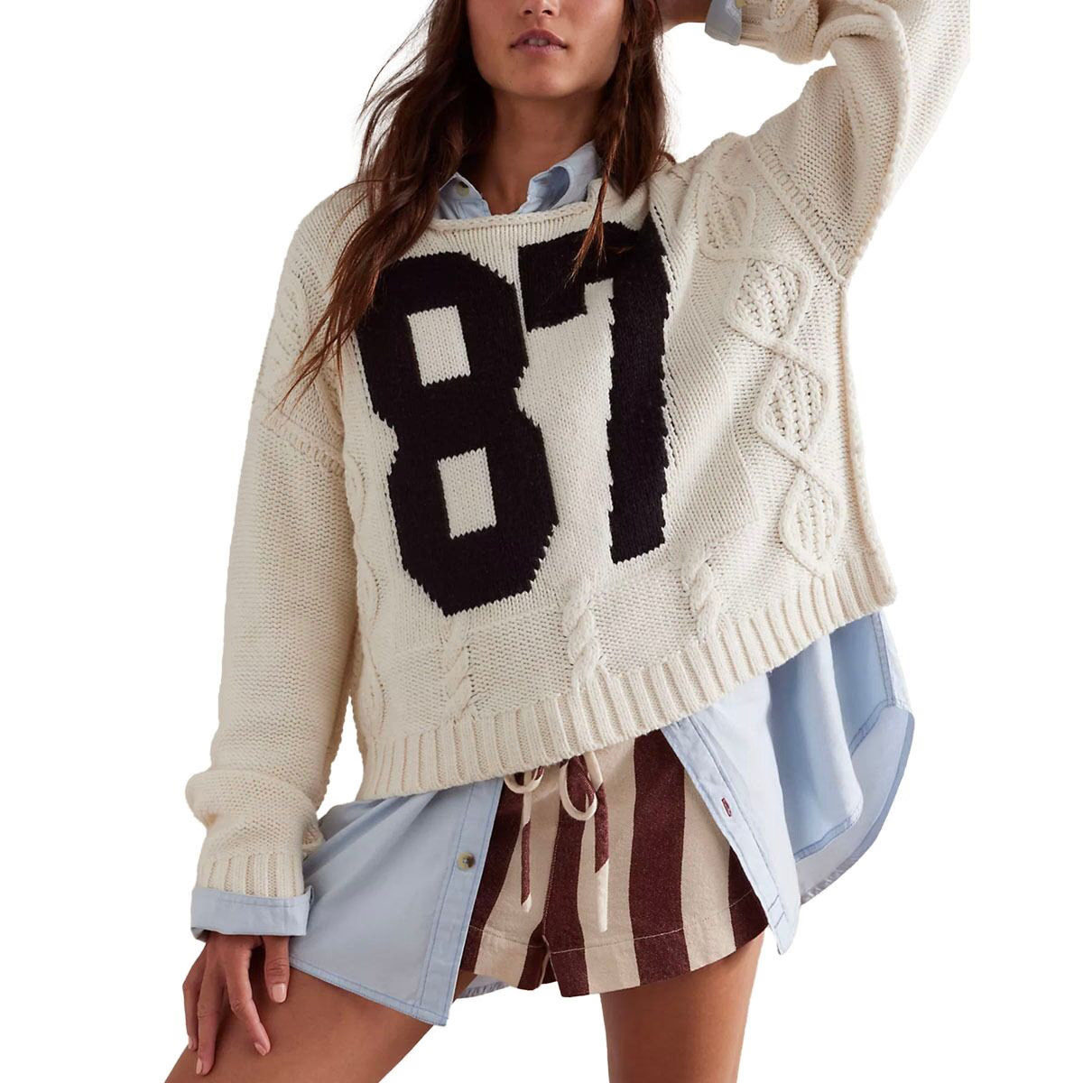Free People We The Free 87 Pullover - Women's White Combo, L | Backcountry