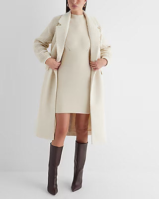 Teddy Double Breasted Sweater Sleeve Coat | Express