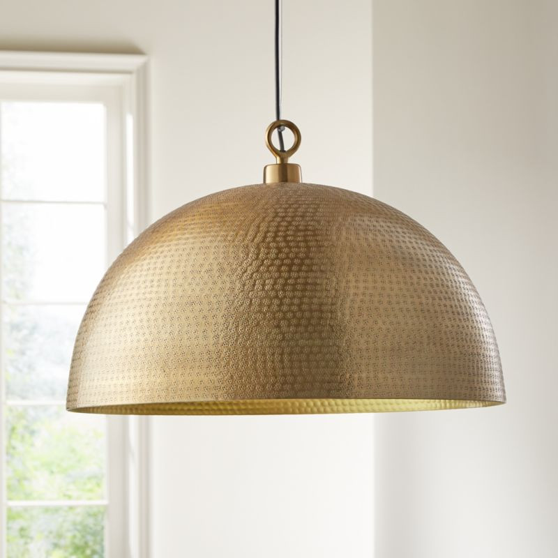 Rodan Hammered Brass Metal Dome Pendant Light + Reviews | Crate and Barrel | Crate & Barrel
