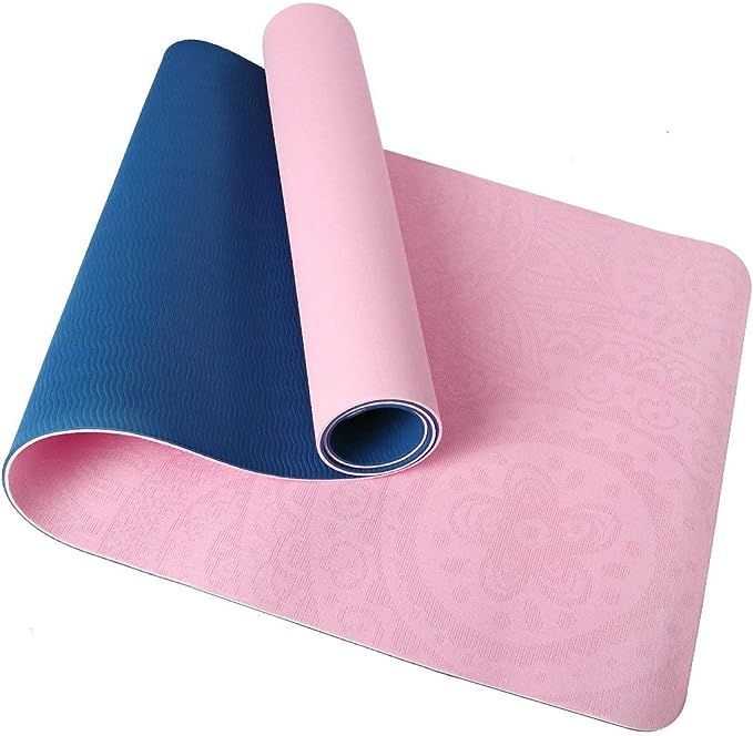 TOMSHOO Printed Yoga Mat TPE Yoga Mat Non Slip Textured Surfaces Eco Friendly Padding to Avoid So... | Amazon (UK)