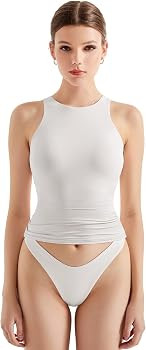 SUUKSESS Camiseta sin mangas de cuello alto para mujer, con doble forro, para verano, básica, si... | Amazon (US)
