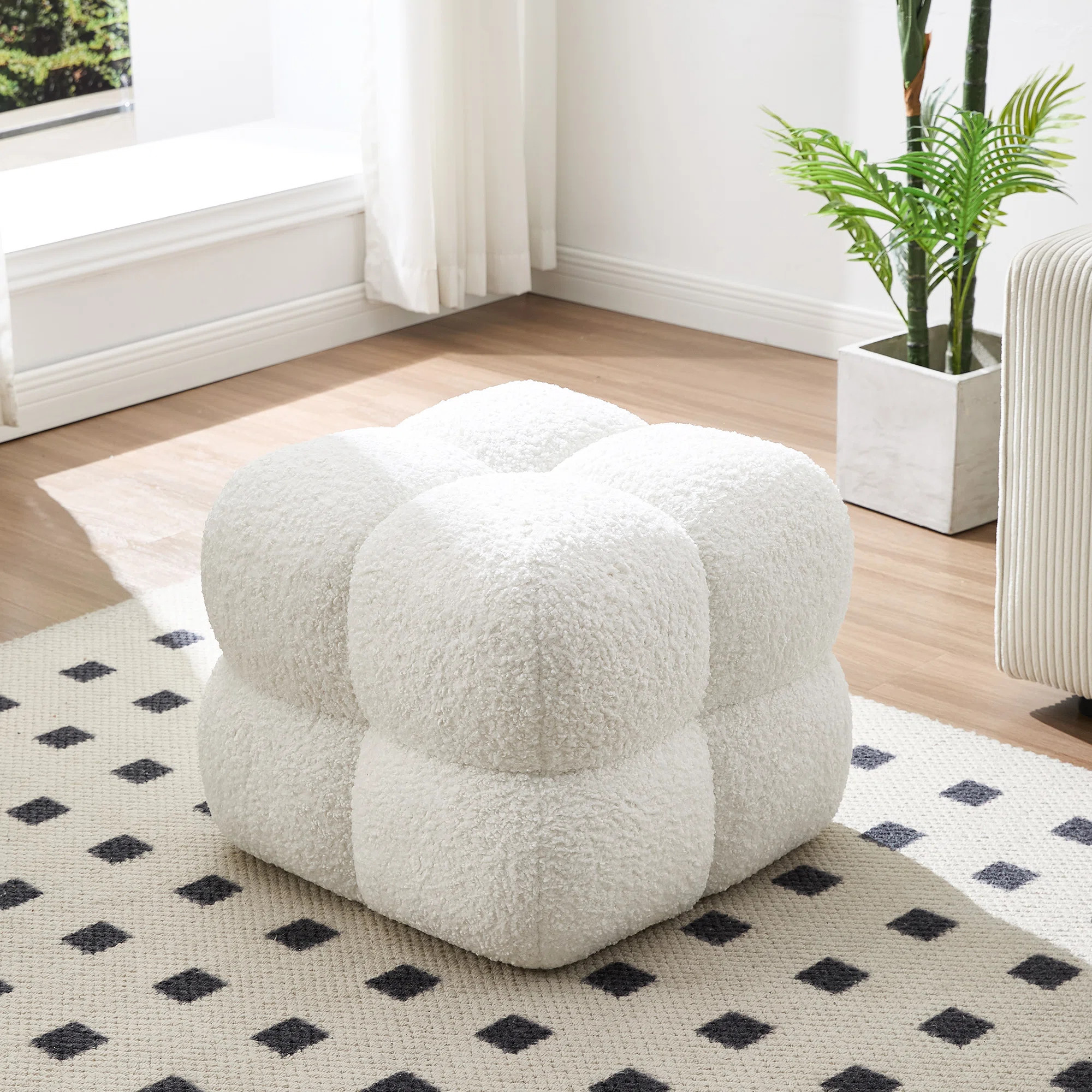 Robertas 20.9" Tufted Square Footstool Ottoman | Wayfair North America