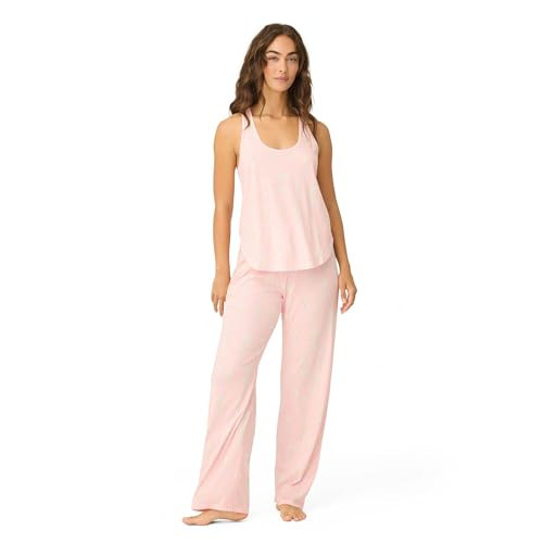 P.J. Salvage Women's [Amazon Exclusive] Cool Touch Jersey Open Leg 2-Piece PJ Set, Blush, Small | Amazon (US)