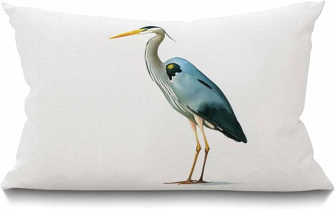 Smooffly Heron Pillow,Watercolor Blue Heron Waist Lumbar Cotton Linen Throw Pillow case Cushion C... | Amazon (US)