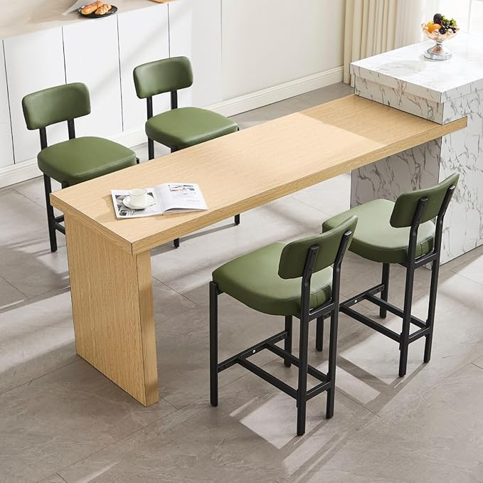 LukeAlon PU Leather Counter Stools Set of 4, Upholstered 26" Seat Height Modern Barstools with Me... | Amazon (US)