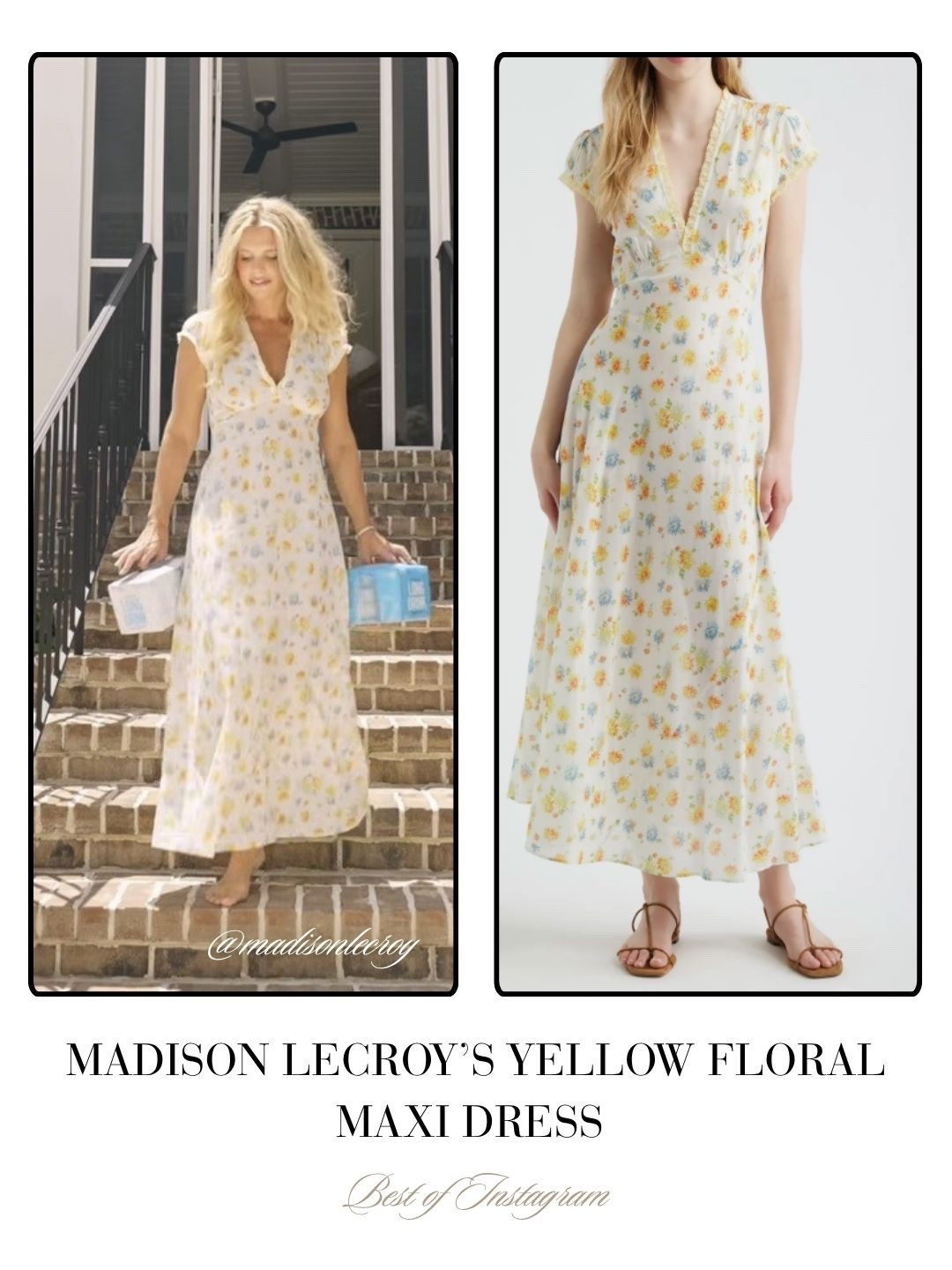 Madison LeCroy’s Yellow Floral Maxi Dress 📸 = @madisonlecroy