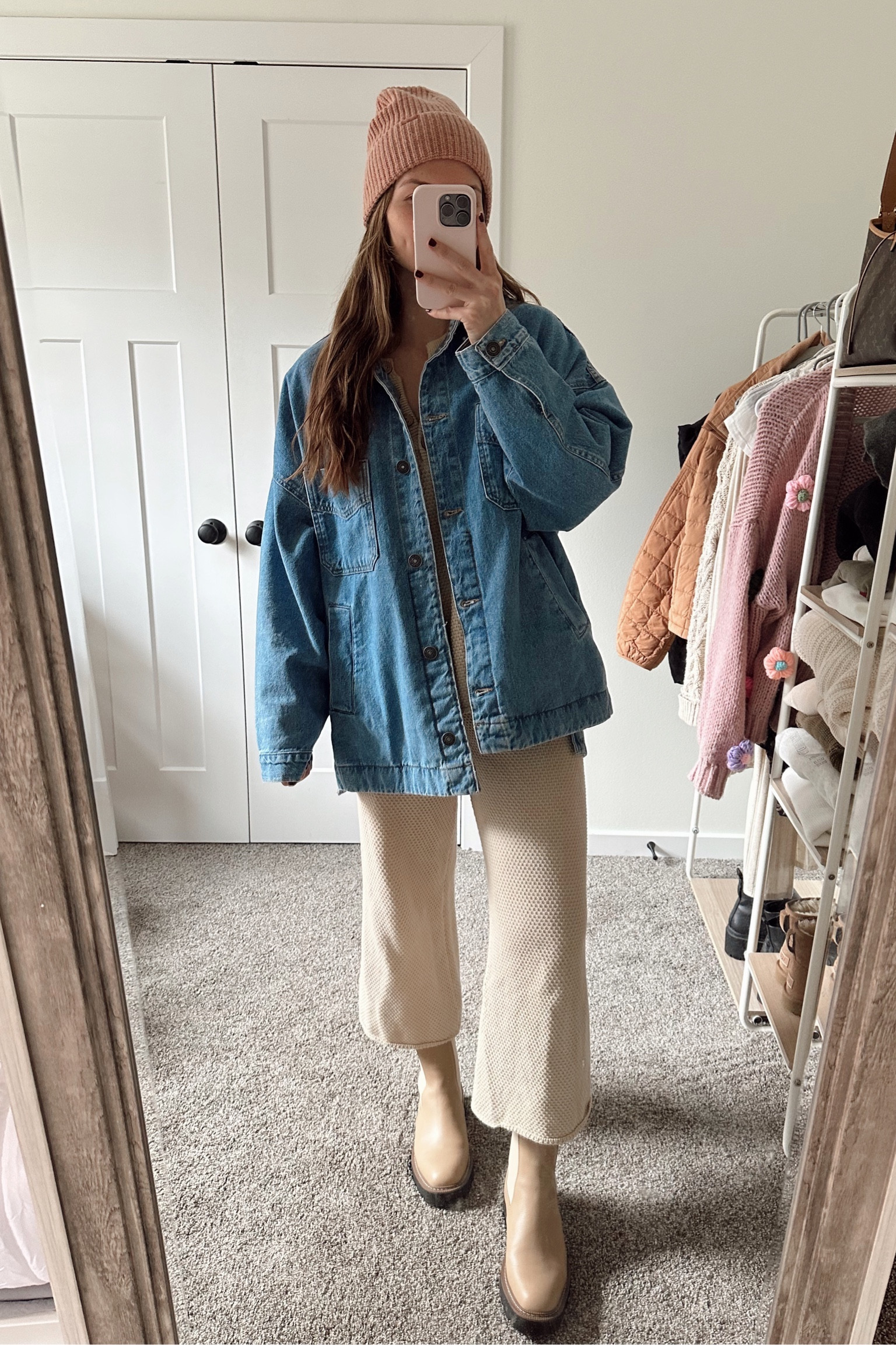 Wearing small in denim jacket, fits oversized! Denim is so soft & love how it fits 
Wearing xs in sweater set 
Favorite fall & winter boots back in stock & on sale! 

Postpartum
Fall outfit 
Winter outfit 

#LTKHoliday #LTKSeasonal