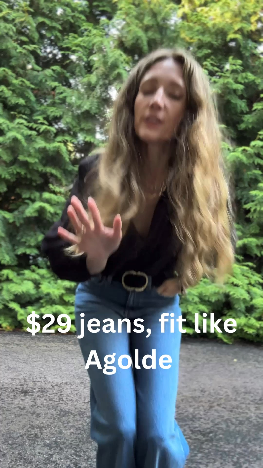 You need this pair of jeans! $29 and available in a few washes, this one is a true blue and tts , wearing a 24. I’m 5’4 and they don’t drag on the ground even with sneakers!! 🤯 also this top is an airy ballon sleeves that is cool for summer! A favorite statement belt that is adjustable and a beautiful suede. Also wearing favorite slides that go with everything. 

#LTKFindsUnder50 #LTKStyleTip #LTKVideo