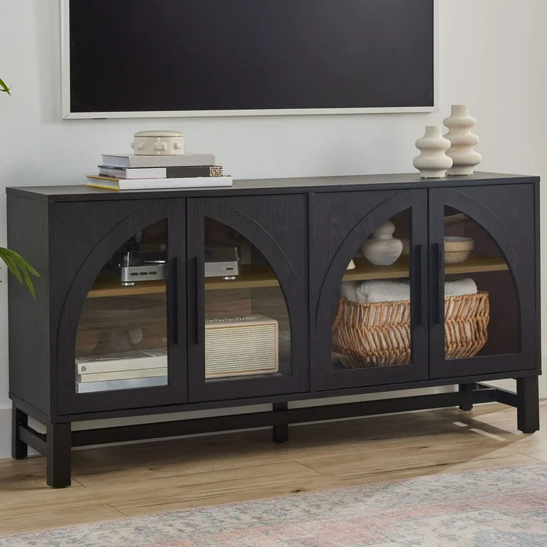 Better Homes & Gardens Juliet Arch TV Stand for TVs up to 65", Black Wood Finish | Walmart (US)