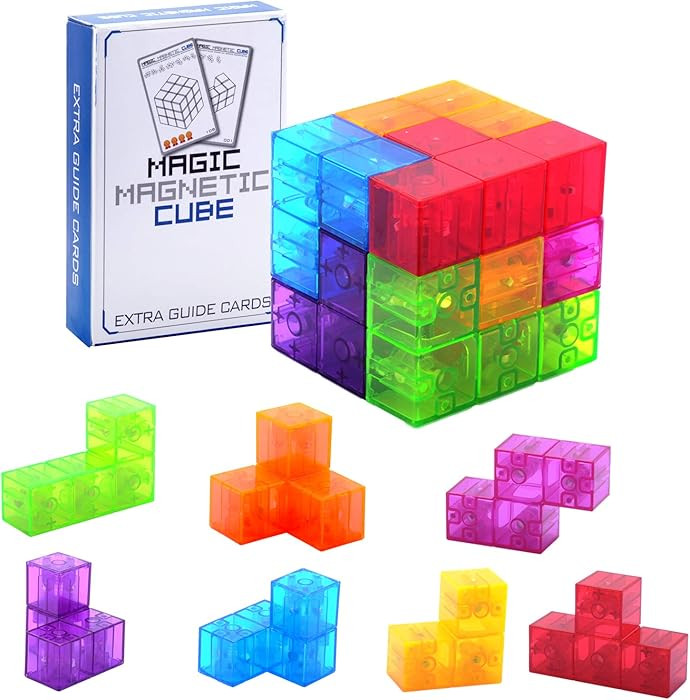 WorWoder Kids Magnetic Building Blocks Magic Magnetic 3D Puzzle Cubes, Set of 7 Multi Shapes Magn... | Amazon (US)