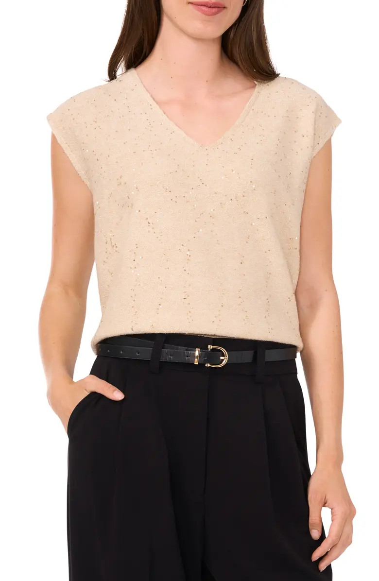 Halogen® Sequin V-Neck Sleeveless Sweater | Nordstrom | Nordstrom