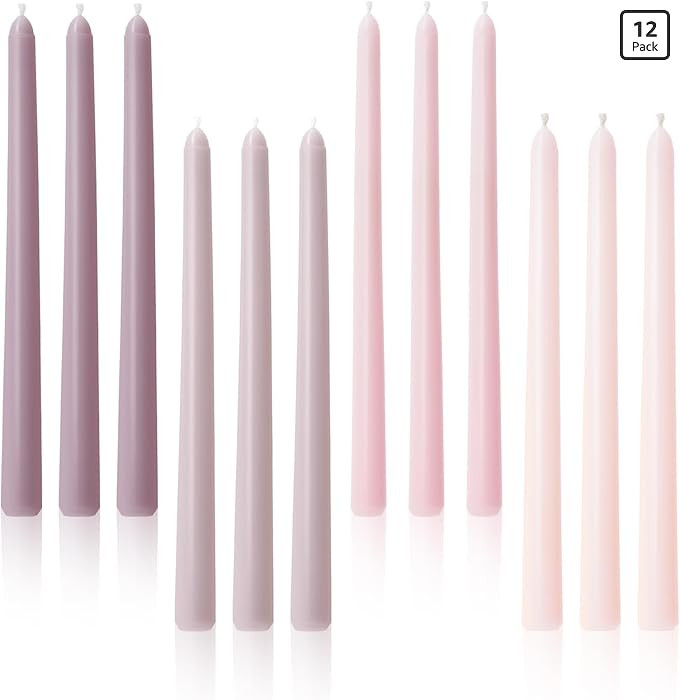 Viyffo Taper Candles 10 Inch Pink & Purple Set of 12 Unscented, Dripless, Smokeless Long Tall Tap... | Amazon (US)
