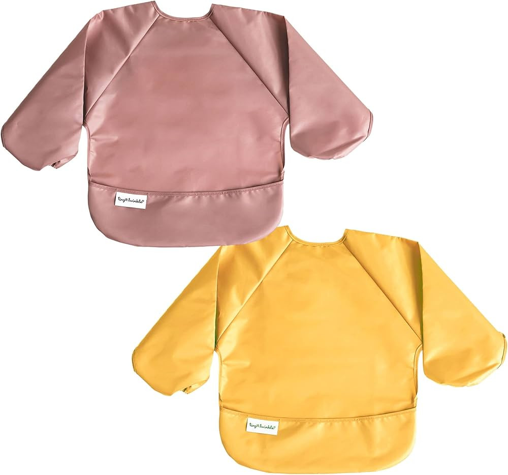 Tiny Twinkle Mess Proof Baby Bib, 2 Pack Long Sleeve Bib Outfit, Waterproof Bibs for Toddlers, Ma... | Amazon (US)