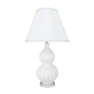 Aspen Creative Corporation 25 in. White Ceramic Table Lamp with Hardback Empire Shaped Lamp Shade in | The Home Depot