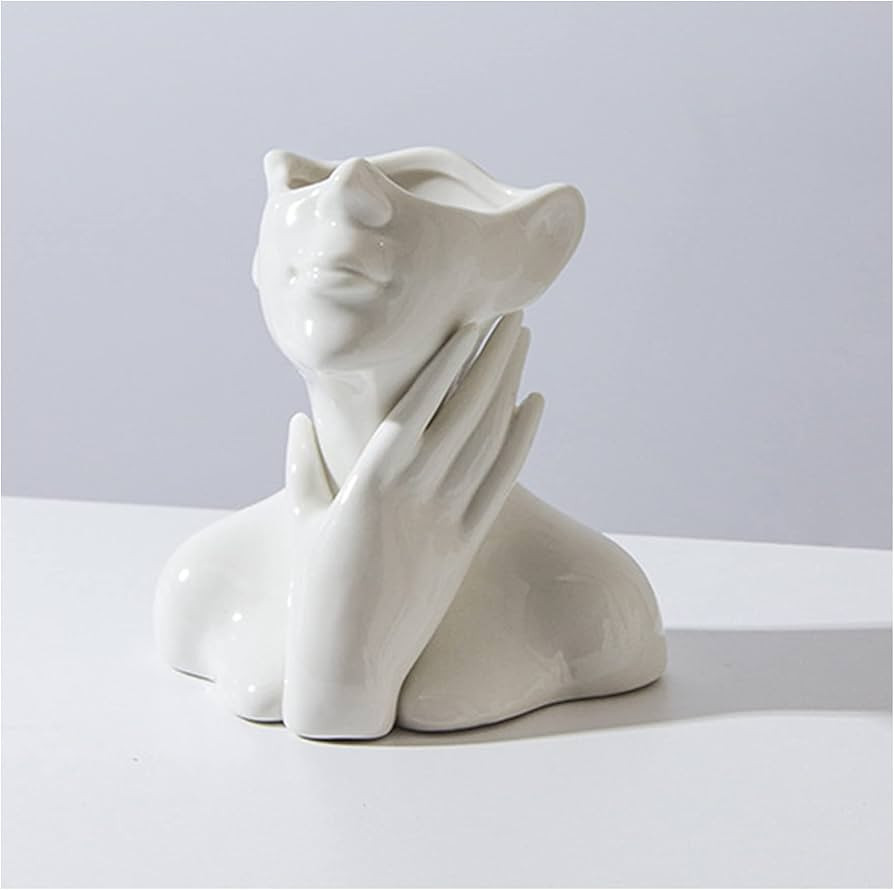 Face Vase Unique Ceramic Vase for Room,Office,Home Decor,White,B | Amazon (US)