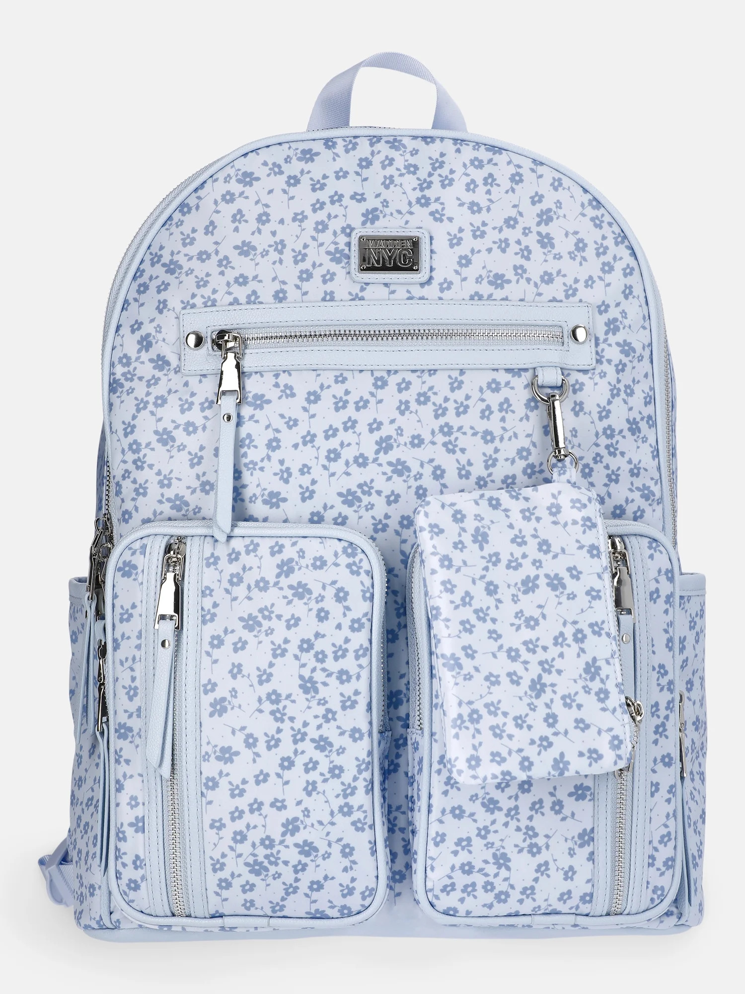 MNYC Women's Double Pocket Dome Backpack Blue Floral | Walmart (US)