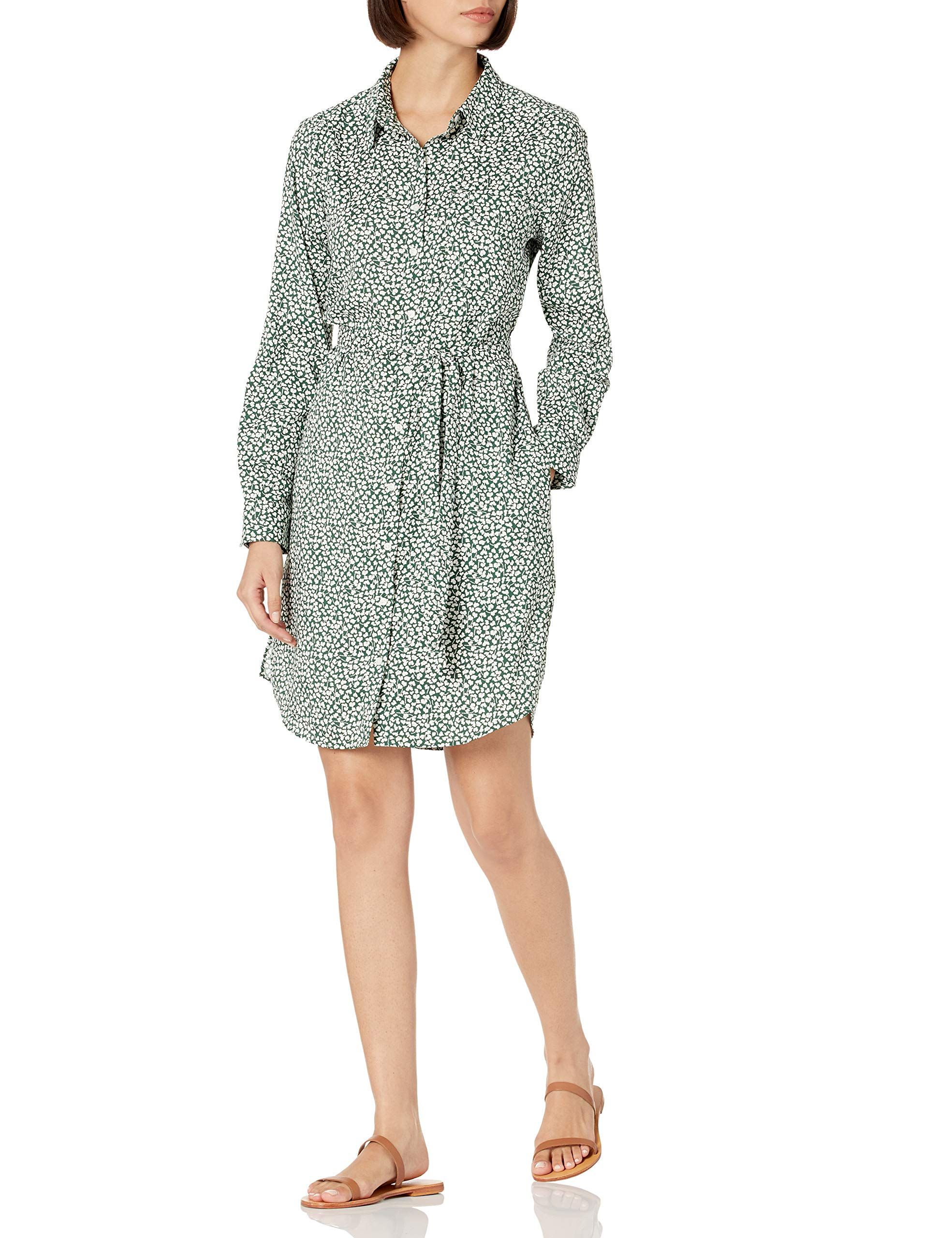 Amazon Brand - Daily Ritual Women's Georgette Long-Sleeve Button Down Shirt Dress | Amazon (US)