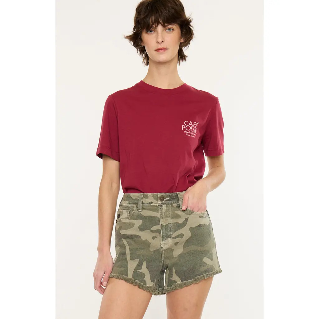 KanCan Khalil High Rise Shorts in Camo at Nordstrom, Size 27 | Nordstrom