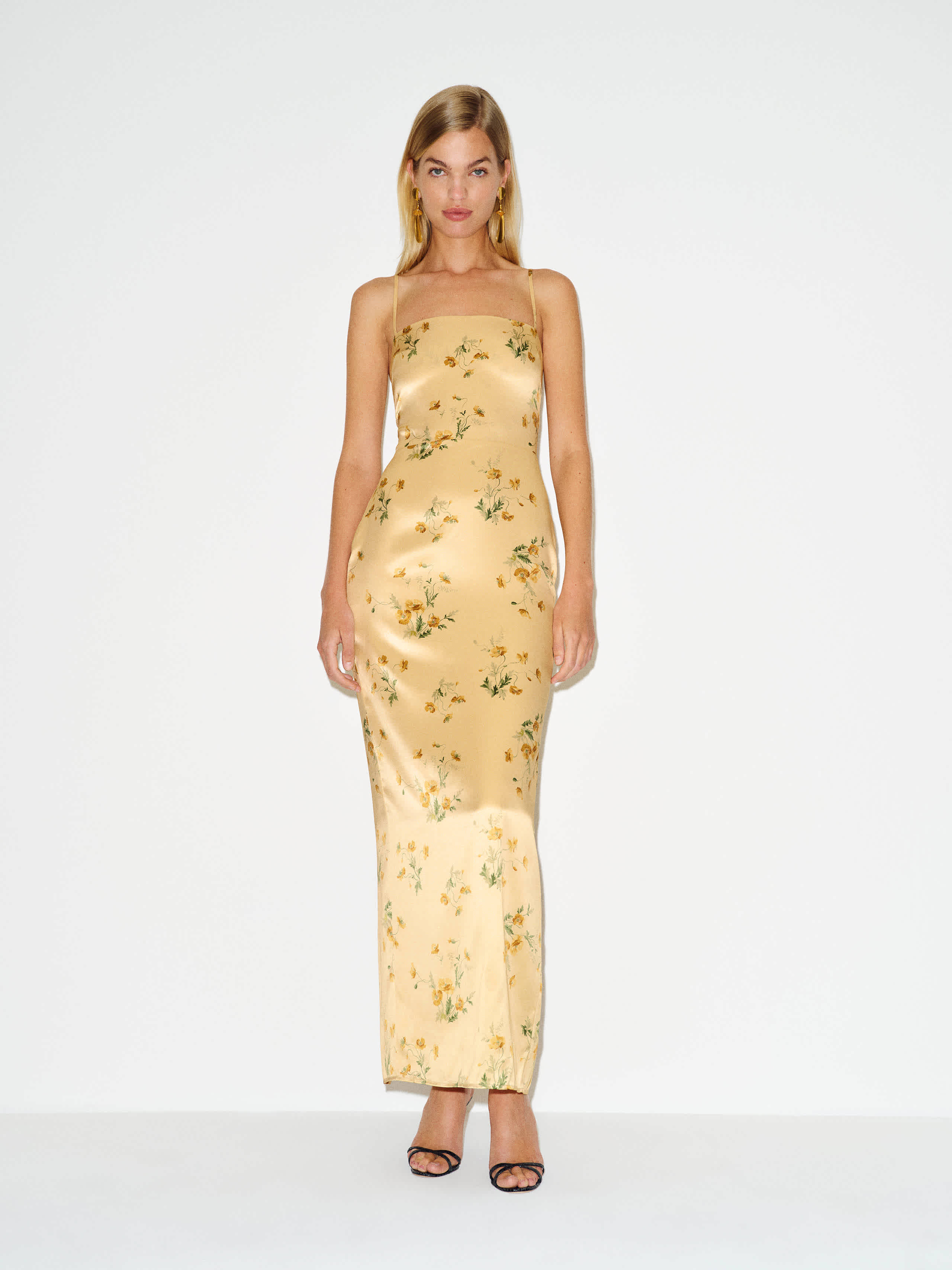 Reformation Frankie Silk Dress Yellow 8 | Reformation (Global)