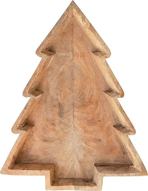 Creative Co-Op 20-1/2"L x 16" W Mango Wood Tree Shaped Tray Serveware, Multi | Amazon (US)