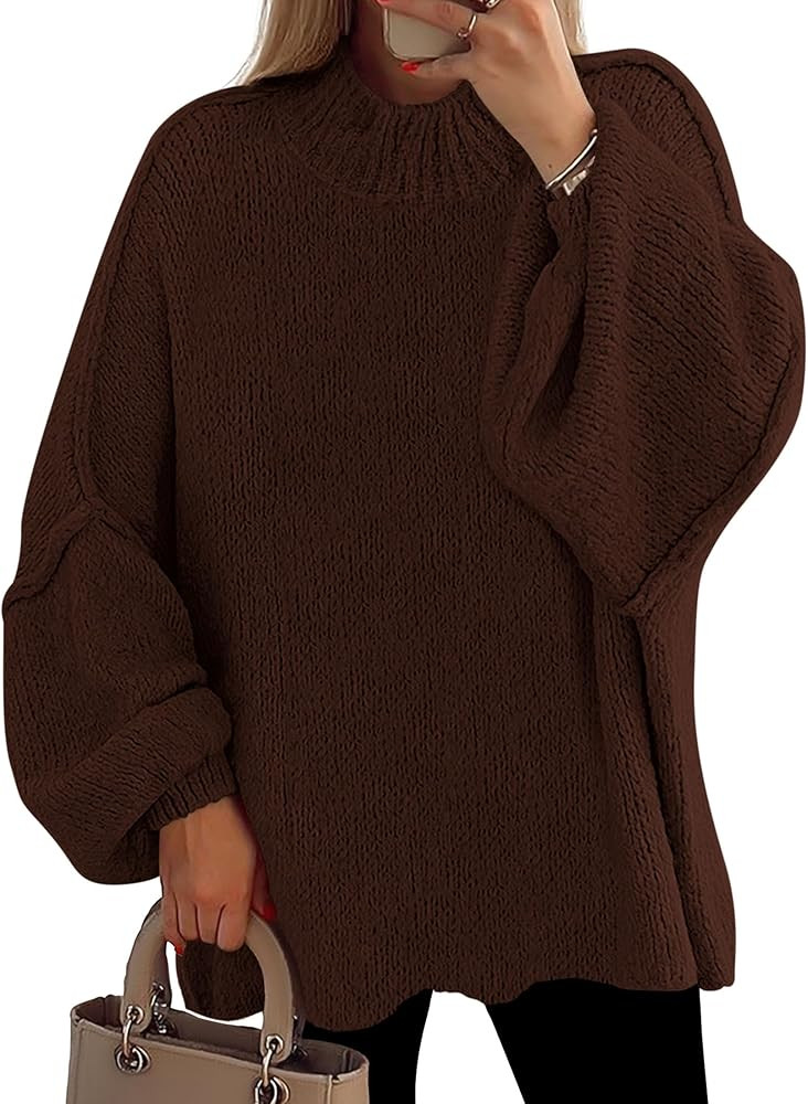 PRETTYGARDEN Women's 2025 Fall Oversized Sweaters Chunky Knit Mock Neck Long Sleeve Casual Trendy... | Amazon (US)