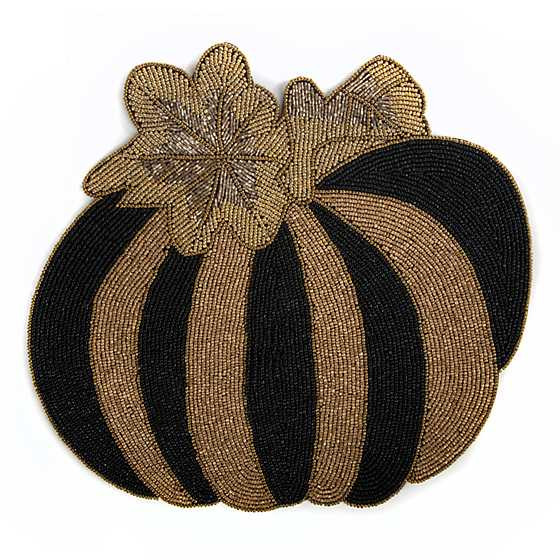Pumpkin Beaded Placemat - Black & Gold | MacKenzie-Childs