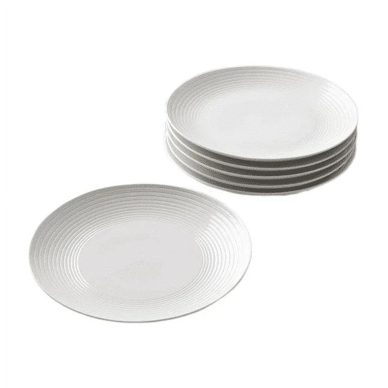 Better Homes & Gardens Round Porcelain Ribbed Dinner Plates, White, Set of 12 | Walmart (US)